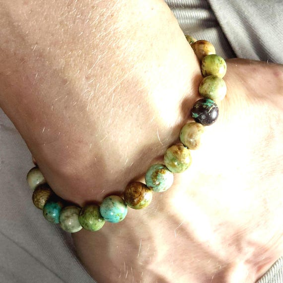 Peruvian Turquoise Genuine Gemstone Handmade Beaded Bracelet | 8mm | Round