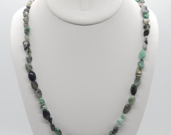 Emerald Beaded Necklace | 23" Natural Gemstone | Handmade | Hypoallergenic Version Available