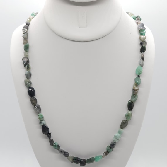 Genuine Emerald Beaded Necklace | 23" Natural Gemstone