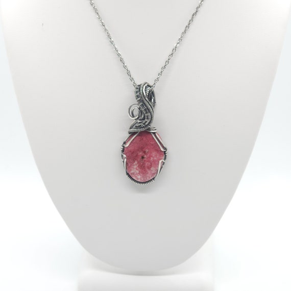 Pink Thulite Pendant Necklace | Hand Made | Wrapped in Sterling Silver