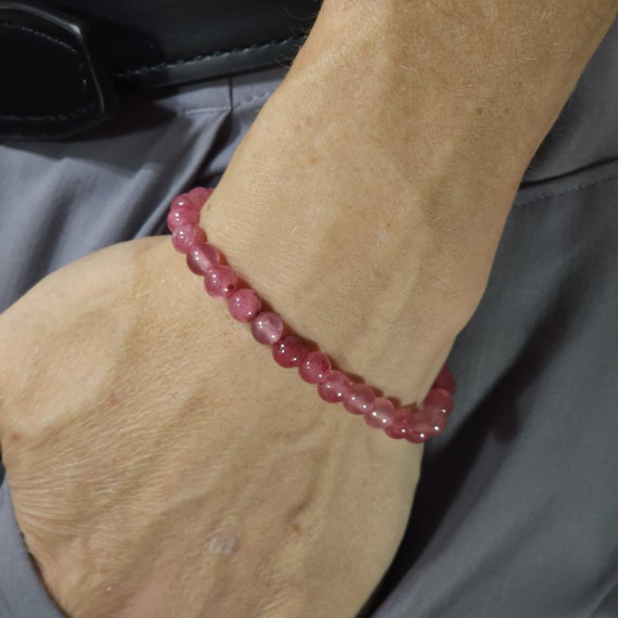 Red Persian Chalcedony Beaded Semi-Minimalist Stretch Bracelet | 6mm Genuine Natural Gemstone | Handmade to Order
