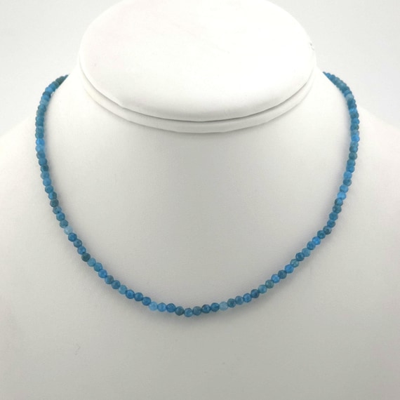 Neon Apatite Beaded Minimalist Choker/Necklace | 3mm Genuine Natural 5A Gemstone | Handmade to Order | Hypoallergenic Version Available