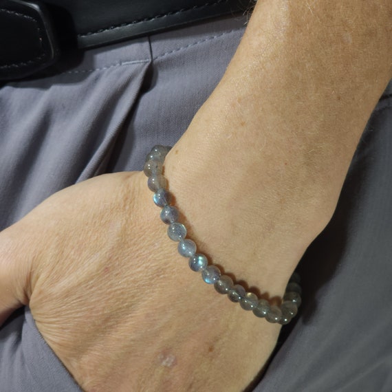 Labradorite Beaded Semi-Minimalist Stretch Bracelet | 6mm Genuine Natural AAA Gemstone | Handmade to Order