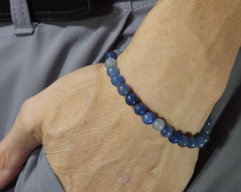 Blue Aventurine Genuine Gemstone Handmade Beaded Semi-Minimalist Bracelet | 6mm | Round