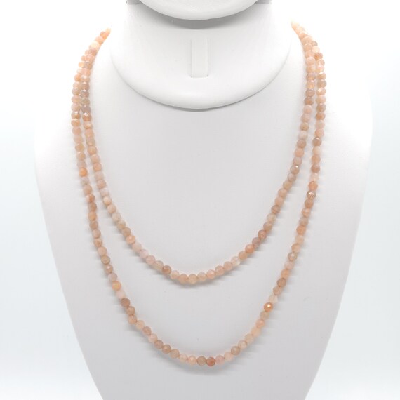 Orange Peach Sunstone Beaded Double Strand Choker/Necklace | 16" Genuine Natural Gemstone