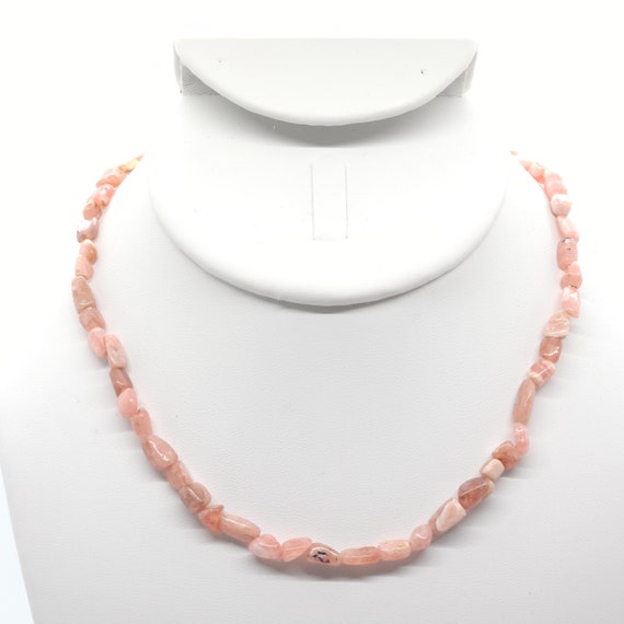 Genuine Argentinean Rhodochrosite Beaded Choker/Necklace | 15" Natural Gemstone