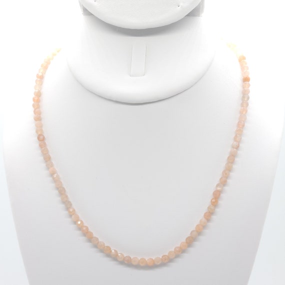 Peach Moonstone Beaded Choker/Necklace | 15" Genuine Natural Gemstone