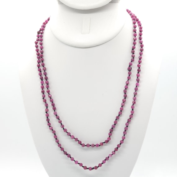 Knotted Ruby Double Strand Necklace/Choker | 17" Genuine Natural AAA Gemstone | Handmade