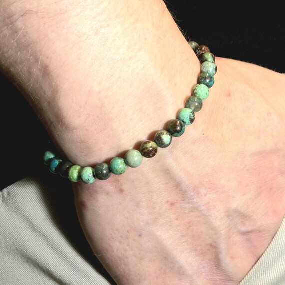 Chrysocolla Genuine Gemstone Handmade Beaded Semi-Minimalist Bracelet | 6mm | Round