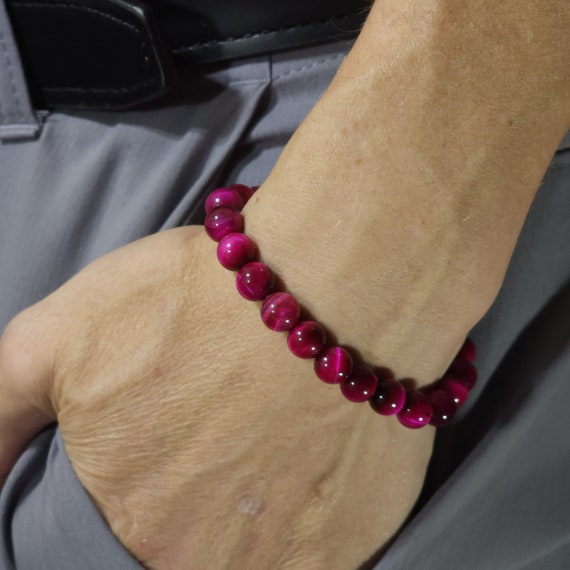 Pink Tiger's Eye Stretch Bracelet | 8mm Genuine Natural Gemstone | Handmade to Order
