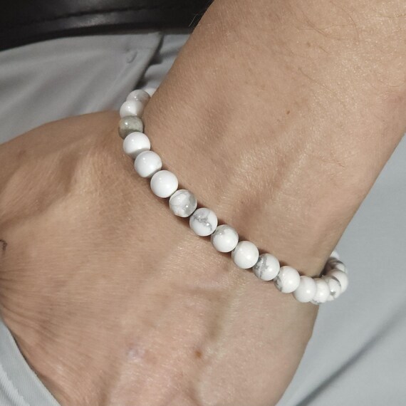Howlitet Beaded Semi-Minimalist Stretch Bracelet | 6mm Genuine Natural Gemstone | Handmade to Order | Optional Personalization