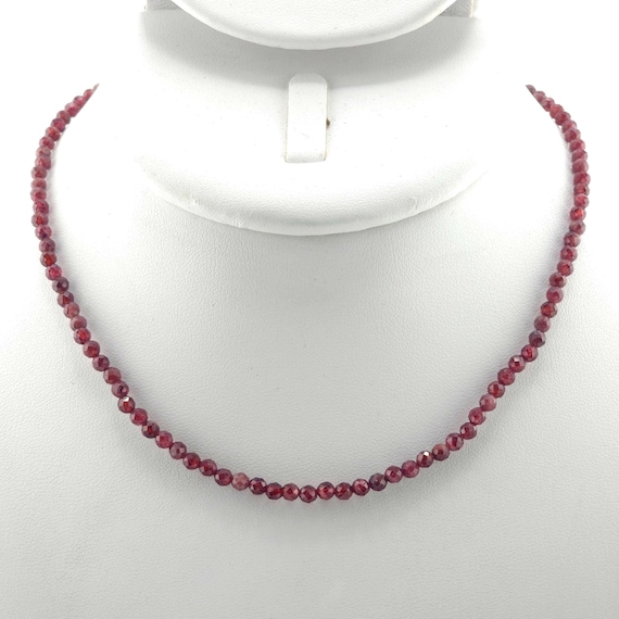 Garnet  Beaded Choker | 15" Genuine Natural Grade A Gemstone | January Birthstone