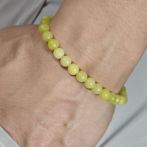 Lemon Jade Beaded Semi-Minimalist Stretch Bracelet | 6mm Genuine Natural Gemstone | Handmade to Order | Optional Personalization