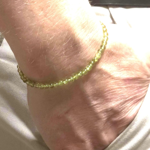 Peridot Genuine Gemstone Handmade Beaded Minimalist Bracelet | 4mm | Round