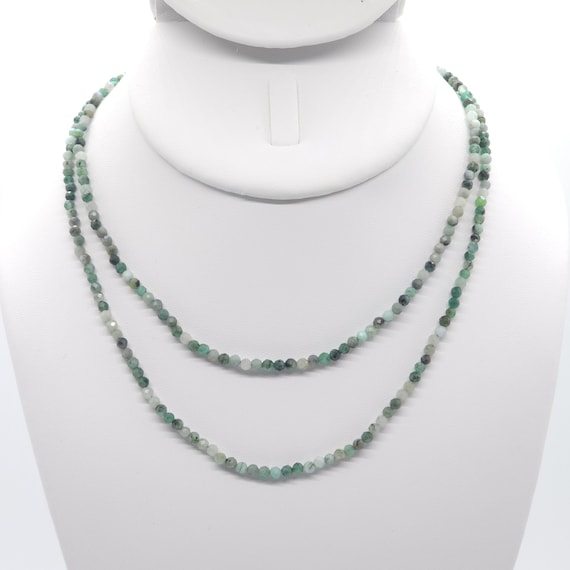 Emerald Beaded Double Strand Choker/Necklace | 14" Genuine Natural Gemstone
