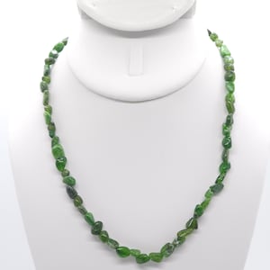 Chrome Diopside Beaded Necklace | Handmade | 17&quot; Genuine Natural Gemstone Nuggets | Hypoallergenic Version Available
