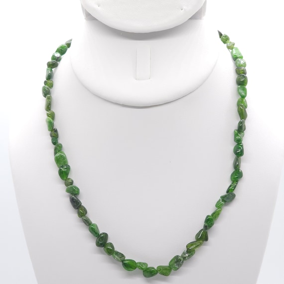 Chrome Diopside Beaded Necklace | Handmade | 17" Genuine Natural Gemstone Nuggets
