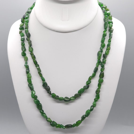 Chrome Diopside Beaded Double Strand Choker/Necklace | 16" Genuine Natural Gemstone