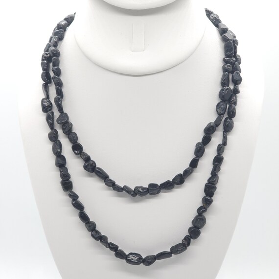 Black Tourmaline Beaded Double Strand Choker/Necklace | 16" Genuine Natural Gemstone