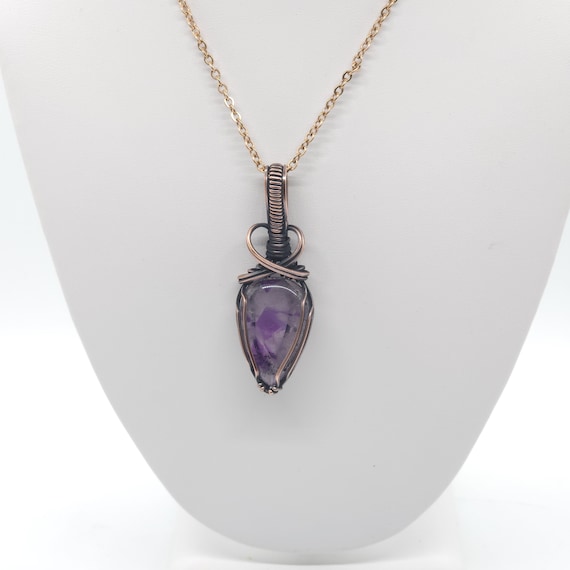 Star Amethyst Pendant Necklace | Hand Made | Wrapped in Copper
