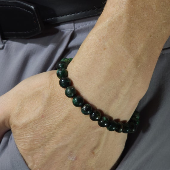 Genuine Emerald Beaded Stretch Bracelet  | 8mm Natural Zambian Gemstone | Handmade to Order | Grade A