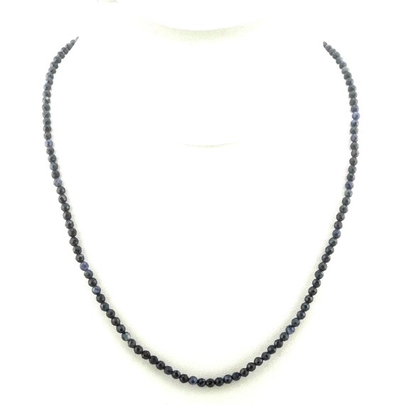 Sapphire Beaded Minimalist Choker/Necklace | 16" Genuine Natural Faceted 3mm Gemstone | Handmade to Order | Hypoallergenic Version Available