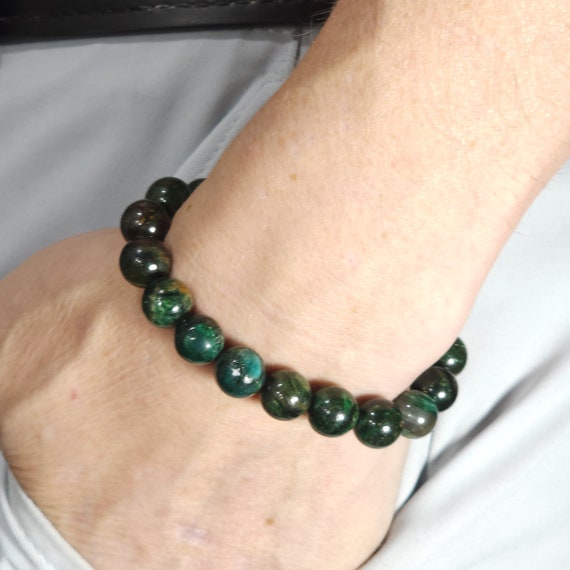 Genuine Emerald Beaded Stretch Bracelet | 10mm Natural Zambian Gemstone | Handmade to Order