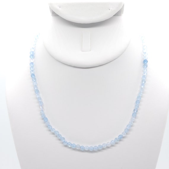 Aquamarine Beaded Choker/Necklace | Handmade | 16" Genuine Natural Gemstone