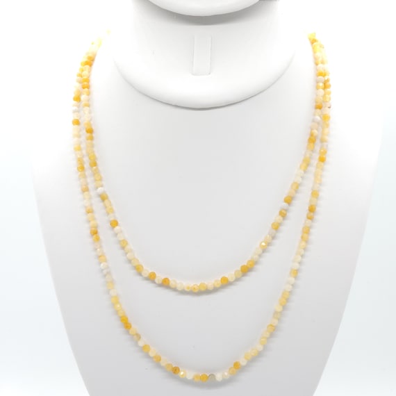 Yellow Jade Beaded Double Strand Choker/Necklace | 16" Genuine Natural Gemstone