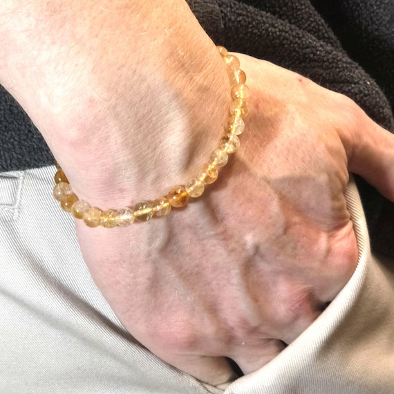 Citrine Genuine Gemstone Handmade Beaded Semi-Minimalist Bracelet | 6mm | Round