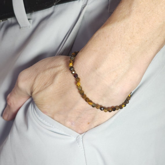 Golden Tiger's Eye Minimalist Stretch Bracelet | 4mm Genuine Natural Gemstone | Handmade to Order
