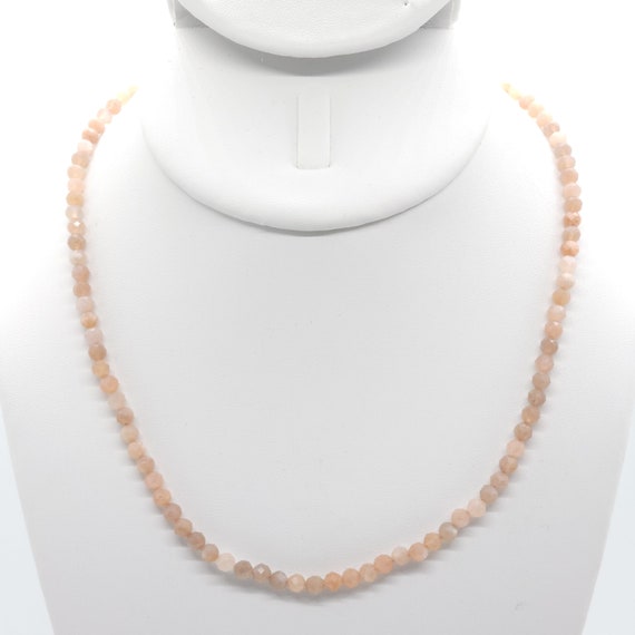 Orange Peach Sunstone Beaded Choker/Necklace | 17" Genuine Natural Gemstone