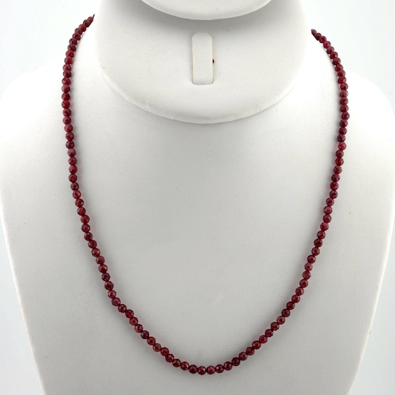 Garnet  Beaded Necklace | 17" Genuine Natural Grade AAA Gemstone | January Birthstone | Handmade