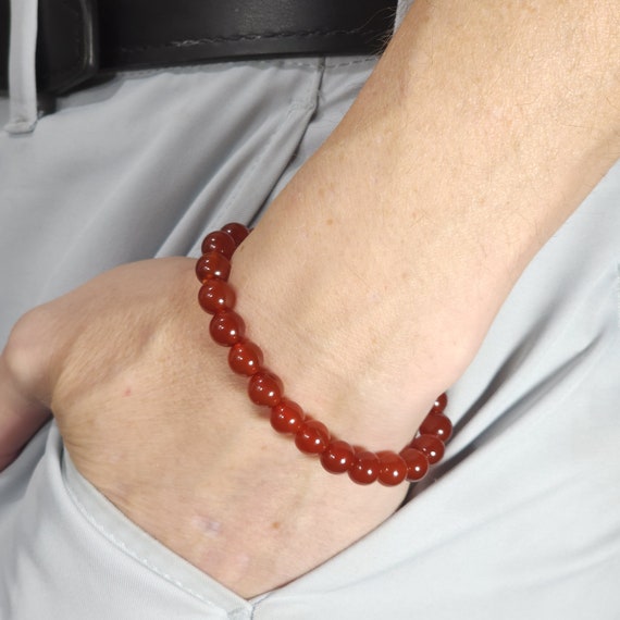 Carnelian Stretch Bracelet | 8mm Genuine Natural Gemstone | Handmade to Order