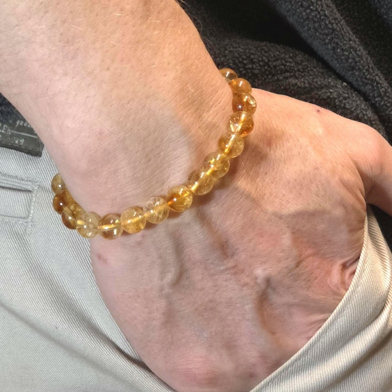 Citrine Genuine Gemstone Handmade Beaded Bracelet | 8mm | Round
