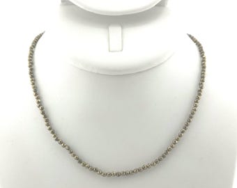 Pyrite Beaded Minimalist Choker/Necklace | 3mm Genuine Natural Faceted Gemstone | Handmade to Order | Hypoallergenic Version Available