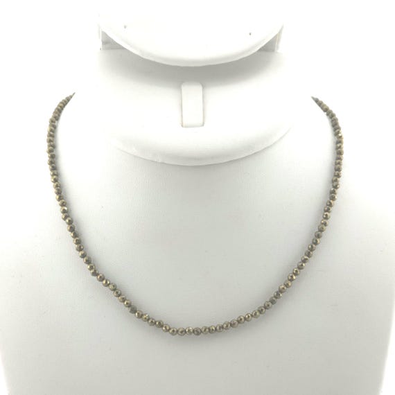 Pyrite Beaded Minimalist Choker/Necklace | 3mm Genuine Natural Faceted Gemstone | Handmade to Order | Hypoallergenic Version Available