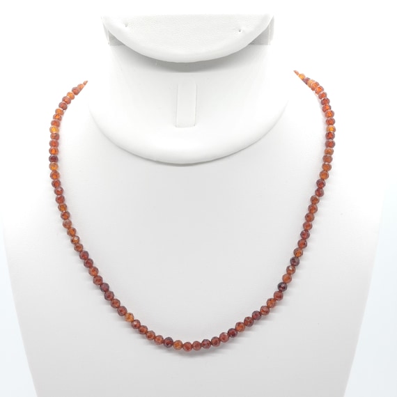 Genuine Orange (Spessartite) Garnet Beaded Choker/Necklace | 16" Natural Gemstone
