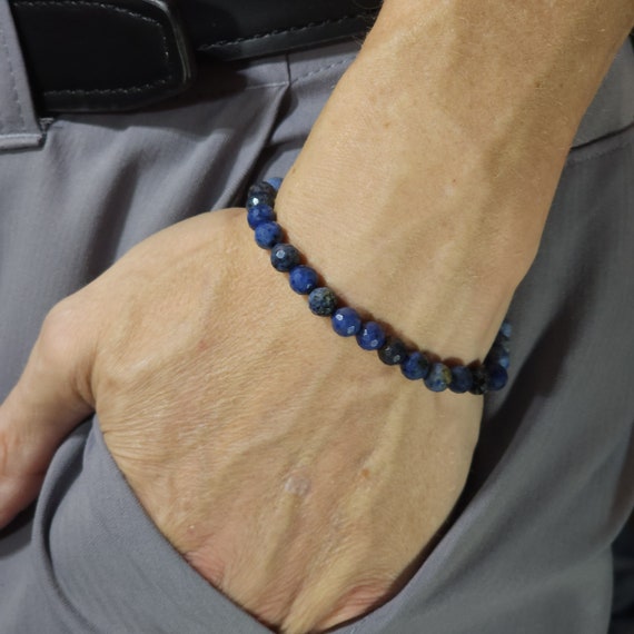 Dumortierite Beaded Semi-Minimalist Stretch Bracelet | 6mm Genuine Natural Gemstone | Handmade to Order