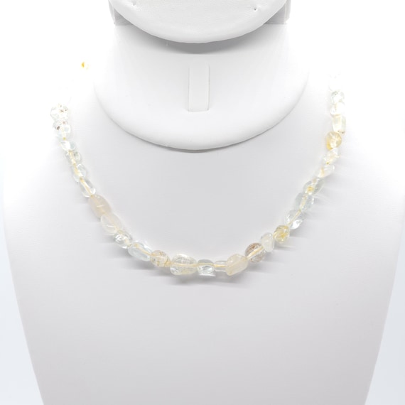 Topaz Beaded Choker Necklace | Handmade | 14" Genuine Natural Gemstone