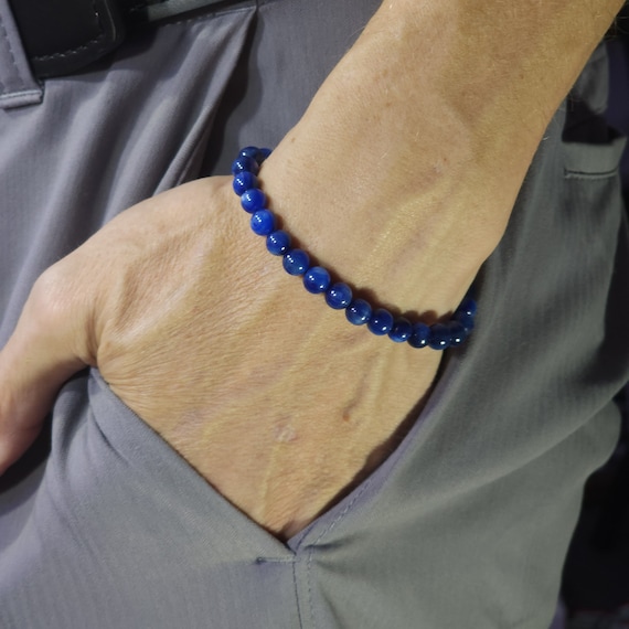 Blue Kyanite Beaded Semi-Minimalist Stretch Bracelet | 6mm Genuine Natural Gemstone | Handmade to Order