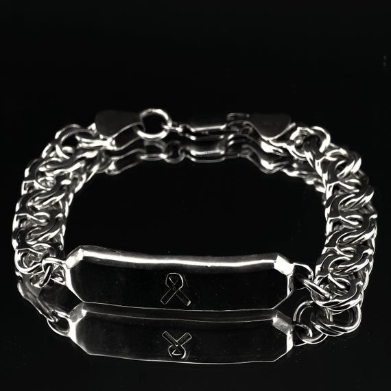 Cancer Survivor Bracelet | Persian Bismarck  Chain with Tag | Sterling and 980 Silver | Tarnish Resistant | Hypoallergenic | 20% Donation