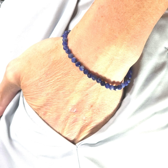 Sodalite Genuine Gemstone Handmade Beaded Minimalist Bracelet | 4mm | Faceted