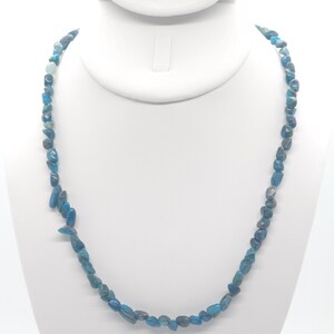 Blue Apatite Beaded Necklace | 18" Genuine Natural Gemstone | Handmade