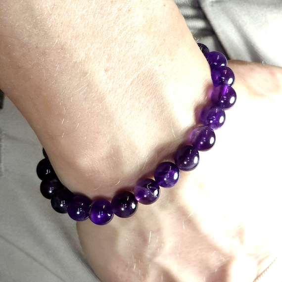 Amethyst Stretch Bracelet | 8mm Genuine AA Natural Gemstone | Handmade to Order