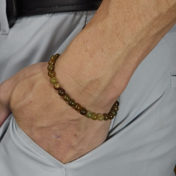 Tsavorite - Green Garnet Beaded Semi-Minimalist Stretch Bracelet | 6mm Genuine Natural Gemstone | Handmade to Order