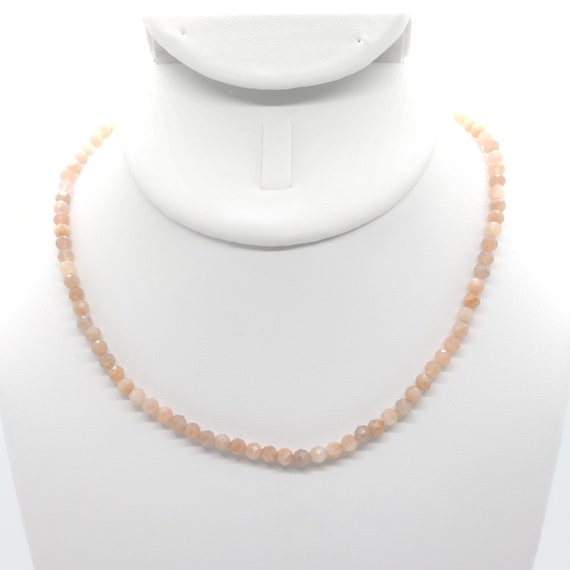 Orange Peach Sunstone Beaded Choker/Necklace | 15" Genuine Natural Gemstone