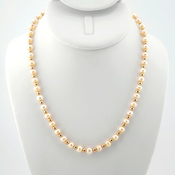 Pink Pearl Beaded Choker/Necklace with Rose Gold | 17" Genuine Natural Gemstone