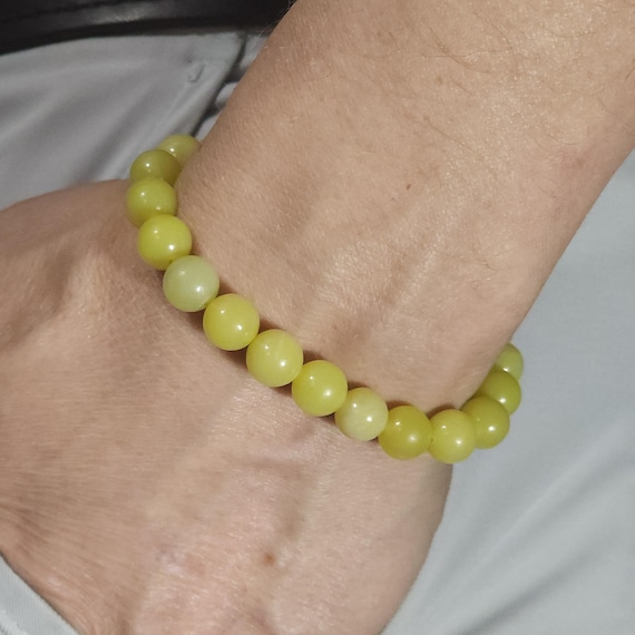 Lemon Jade Stretch Bracelet | 8mm Genuine Natural Gemstone | Handmade to Order | Optional Personalization