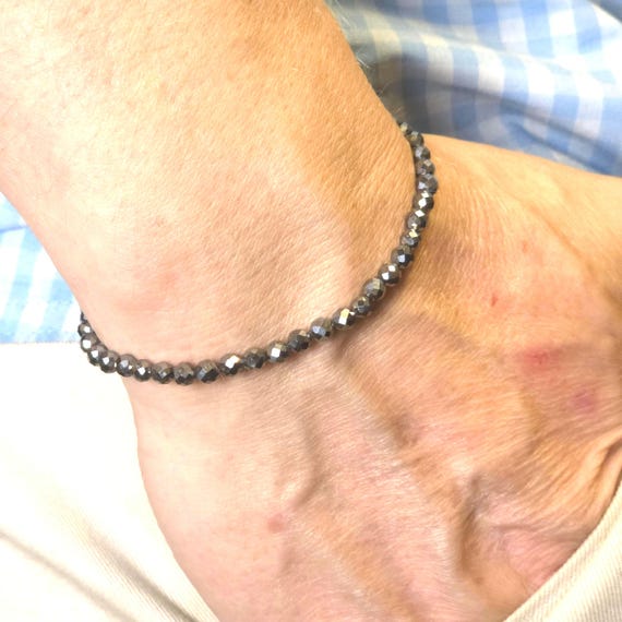 Terahertz Genuine Gemstone Handmade Beaded Minimalist Bracelet | 4mm | Faceted